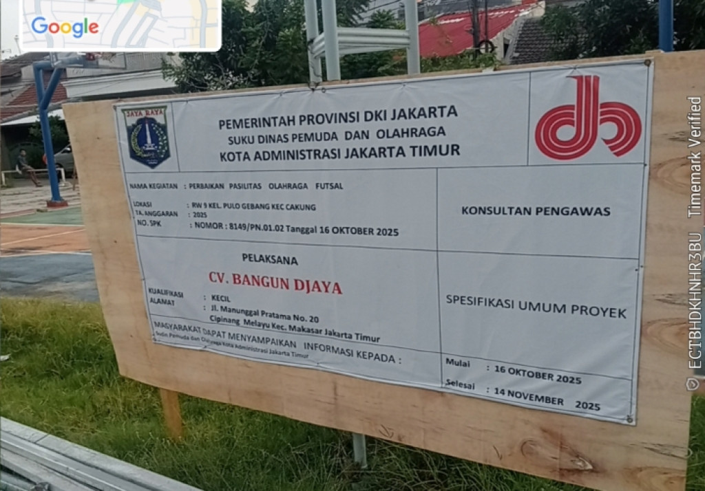 Kondisi Lapangan Futsal RW.09 Kel. Pulo Gebang Memprihatinkan Jelang Serah Terima Pekerjaan