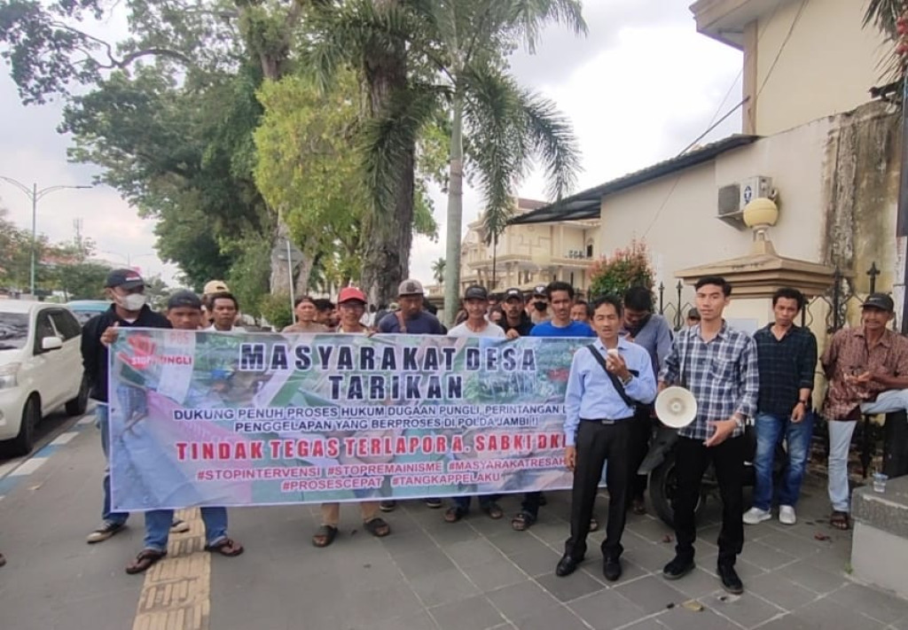 Masyarakat Desa Tarikan Gelar Aksi Damai di Polda Jambi: Dukung Penuh Proses Hukum Dugaan Pungli, Perintangan, dan Penggelapan Berkedok Portal