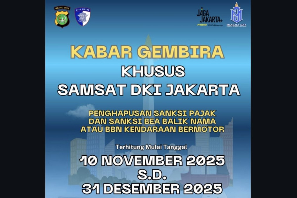 Pemprov DKI Gelar Pemutihan Pajak hingga 31 Desember 2025, Ini Syarat dan Cara Bayarnya