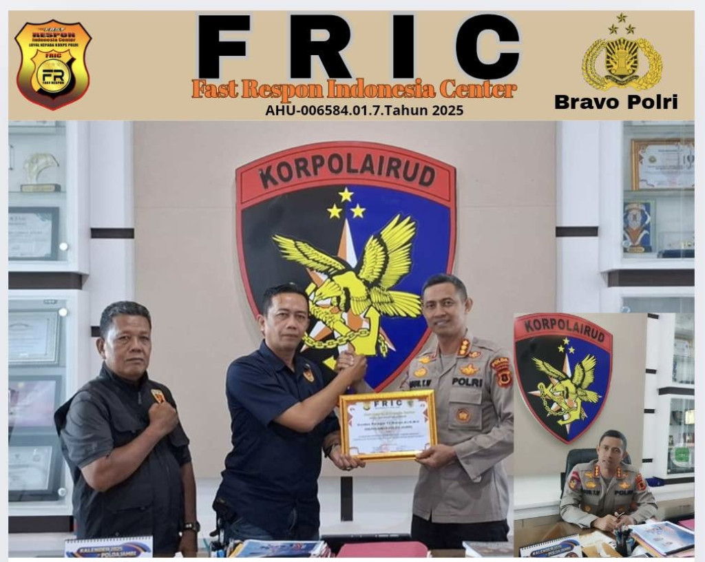 Piagam Penghargaan FRIC  Kepada Dirpolairud Polda Jambi ”Mengedukasi dan Inspiratif Melalui Program Bermanfaat Bagi Masyakarat”