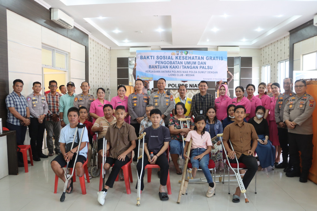 Polres Nias-Lions Club Medan Gelar Baksoskes, Pengukuran Tangan dan Kaki Palsu Penyandang Disabilitas