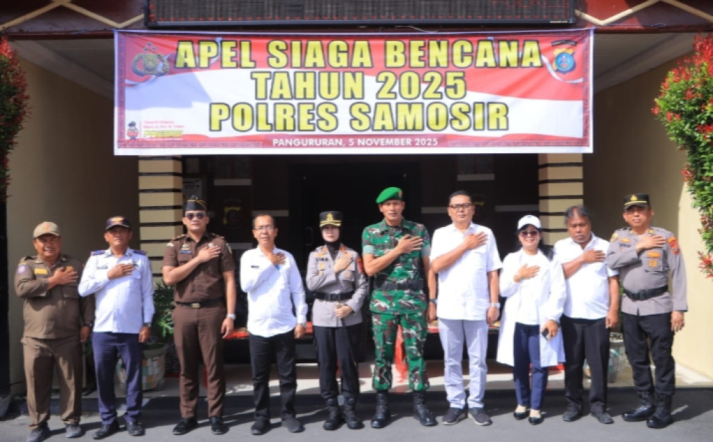 Polres Samosir Laksanakan Apel Akan Kesiapan Tanggap Darurat Bencana Hidrometeorologi 2025