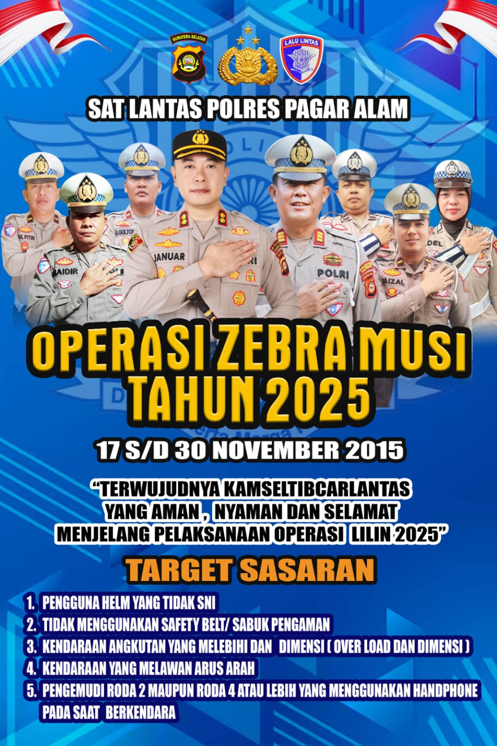Siap siap Operasi Zebra Musi 2025 Dimulai, Polres Pagar Alam Tegaskan Komitmen Wujudkan Lalu Lintas Aman Menjelang Nataru