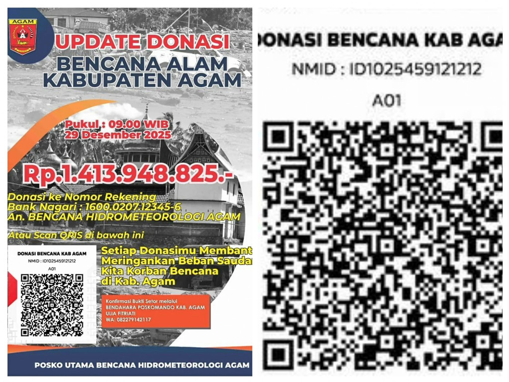 462 Donatur dari Seluruh Indonesia, Donasi Bencana Kabupaten Agam Tembus Rp1,4 Miliar