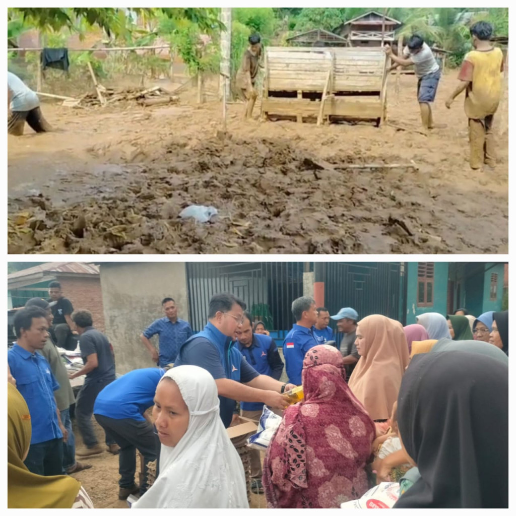 Ditengah Lumpur dan Air Mata, Demokrat Hadir Menguatkan Warga Padangsidimpuan