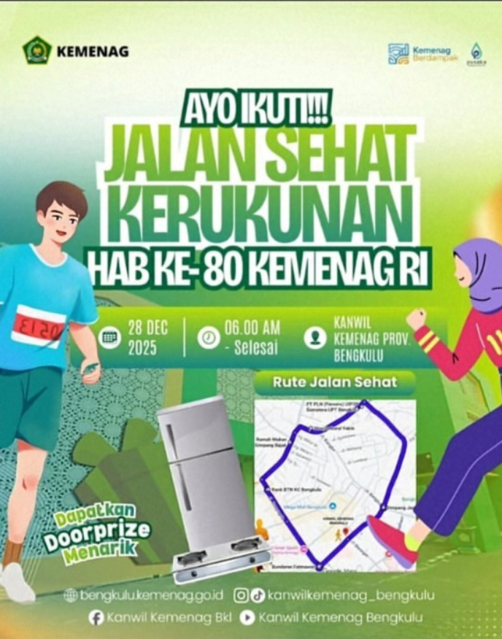 Kanwil Kemenag Bengkulu Ajak Masyarakat Ikuti Jalan Sehat Kerukunan HAB ke-80