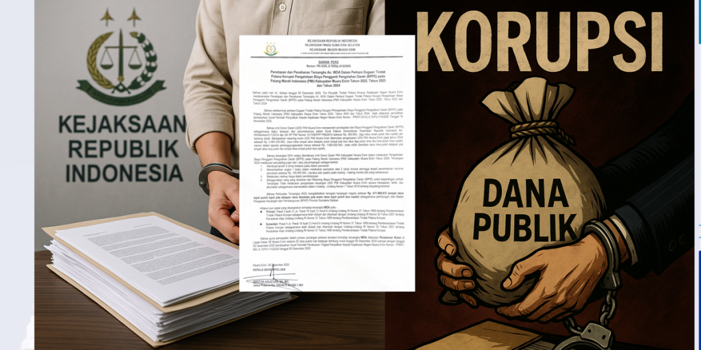 Kejari Muara Enim Tahan Bendahara UDD PMI Terkait Dugaan Korupsi BPPD Rp 477 Juta