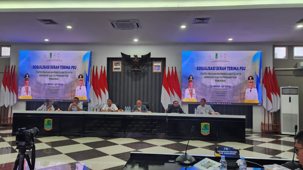 PEMKAB KARAWANG GELAR SOSIALISASI SERAH TERIMA PSU, DIHADIRI WABUP MASLANI DAN PIMPINAN INSTANSI DAERAH