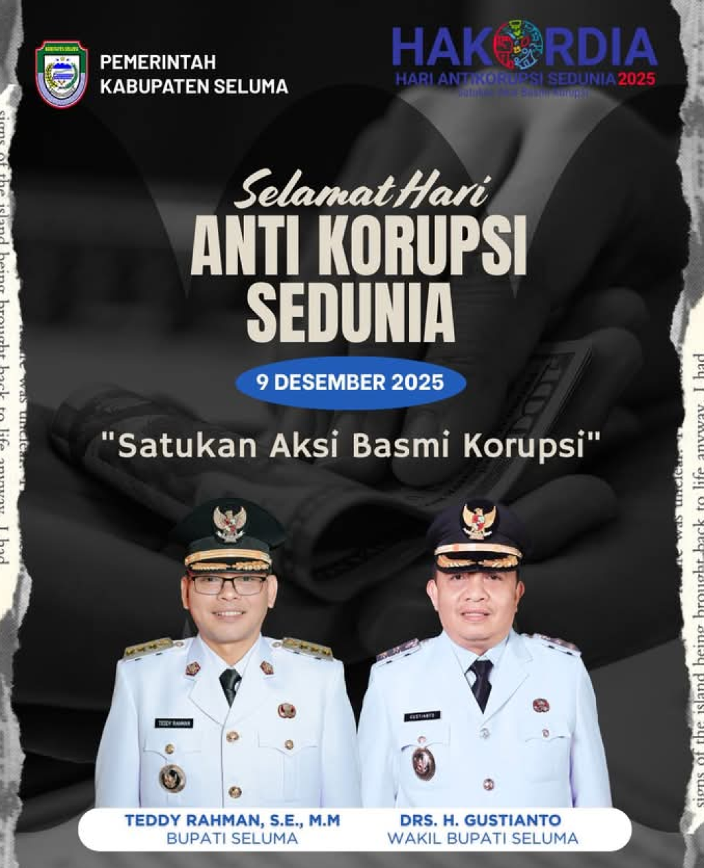 Pemkab Seluma Ajak Warga Satukan Aksi pada Hari Anti Korupsi Sedunia