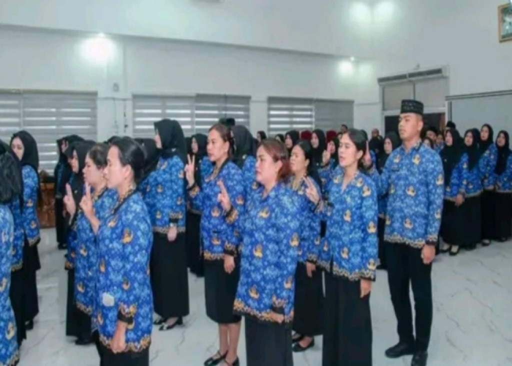 Pengambilan Sumpah Jabatan 100 PNS Digelar di Aula Kantor Bupati Labuhanbatu