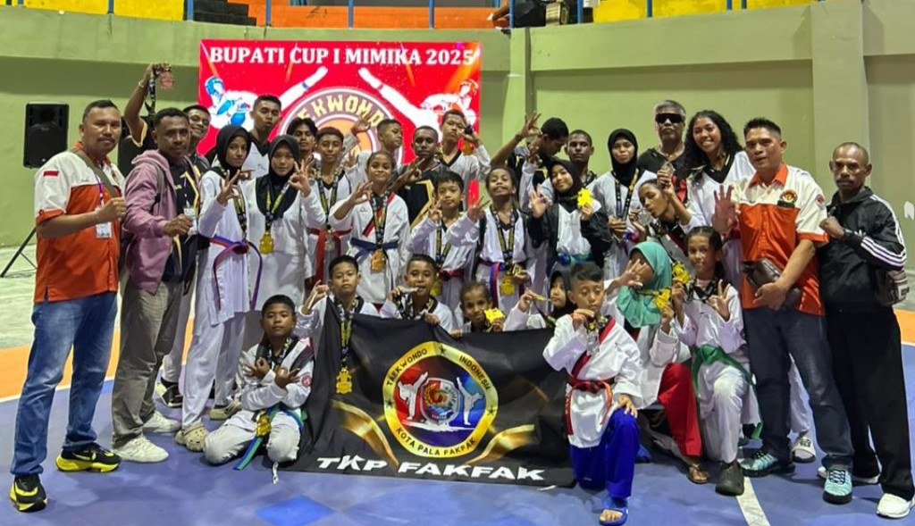 Pengkab Taekwondo Indonesia Fakfak Raih 25 Medali pada Open Turnamen Taekwondo Bupati Mimika CUP I se Tanah Papua 2025