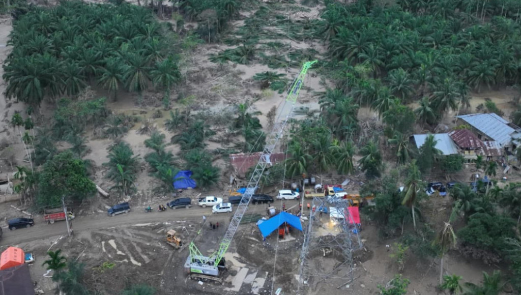 PLN Inovasikan Crane sebagai Tower Darurat, Interkoneksi Listrik Sumatra–Aceh Kembali Tersambung