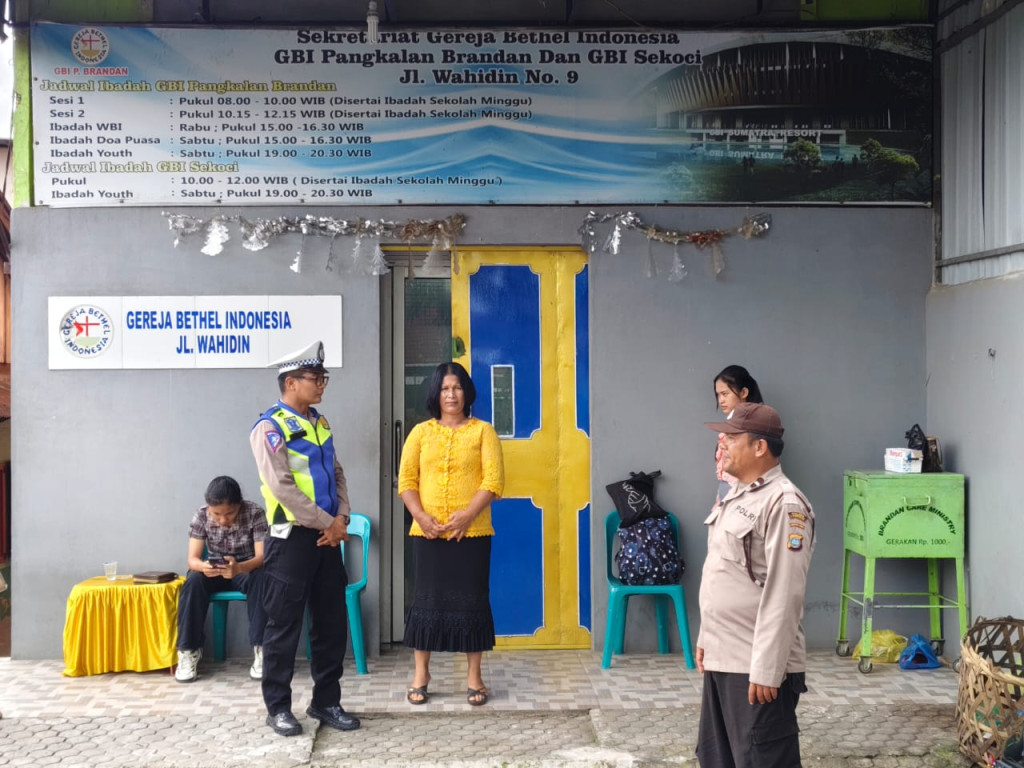 Polsek Pangkalan Brandan Amankan Ibadah Minggu, Kapolres Langkat Tegaskan Pengamanan Dilakukan Serentak di Seluruh Jajaran