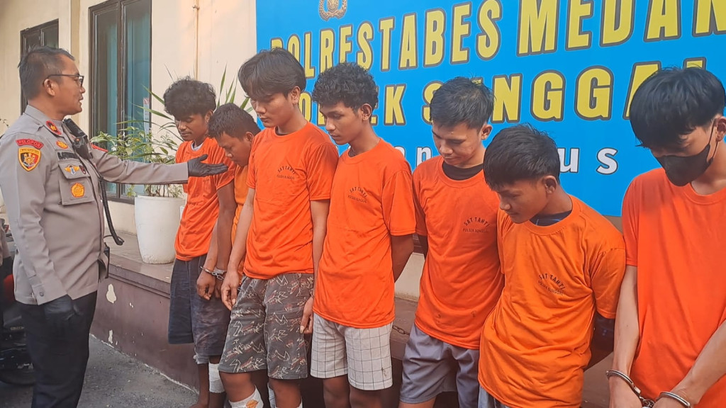 Polsek Sunggal Ringkus 7 Pelaku Begal,  5 Orang Ditembak